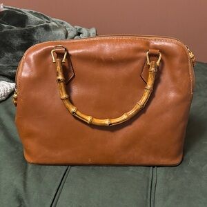 Gucci Brown Leather Handbag with Bamboo Handle